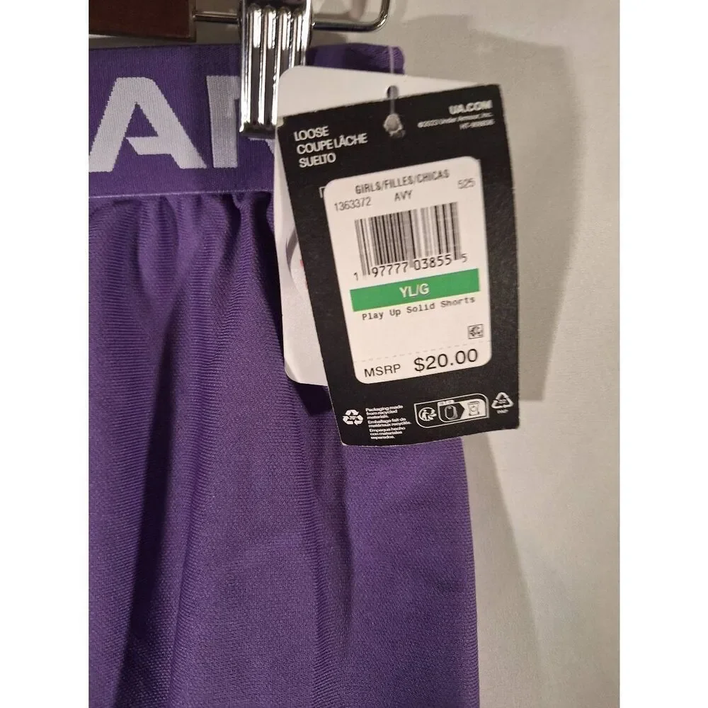 Under Armour Girls‎ Play Up Solid Purple Shorts Size Youth Large New with tags - Picture 3 of 4